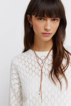 Clearance Springfield Pull en maille pointelle marron