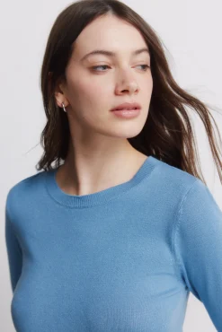 Hot Springfield Pull fin boutons poignets bleu