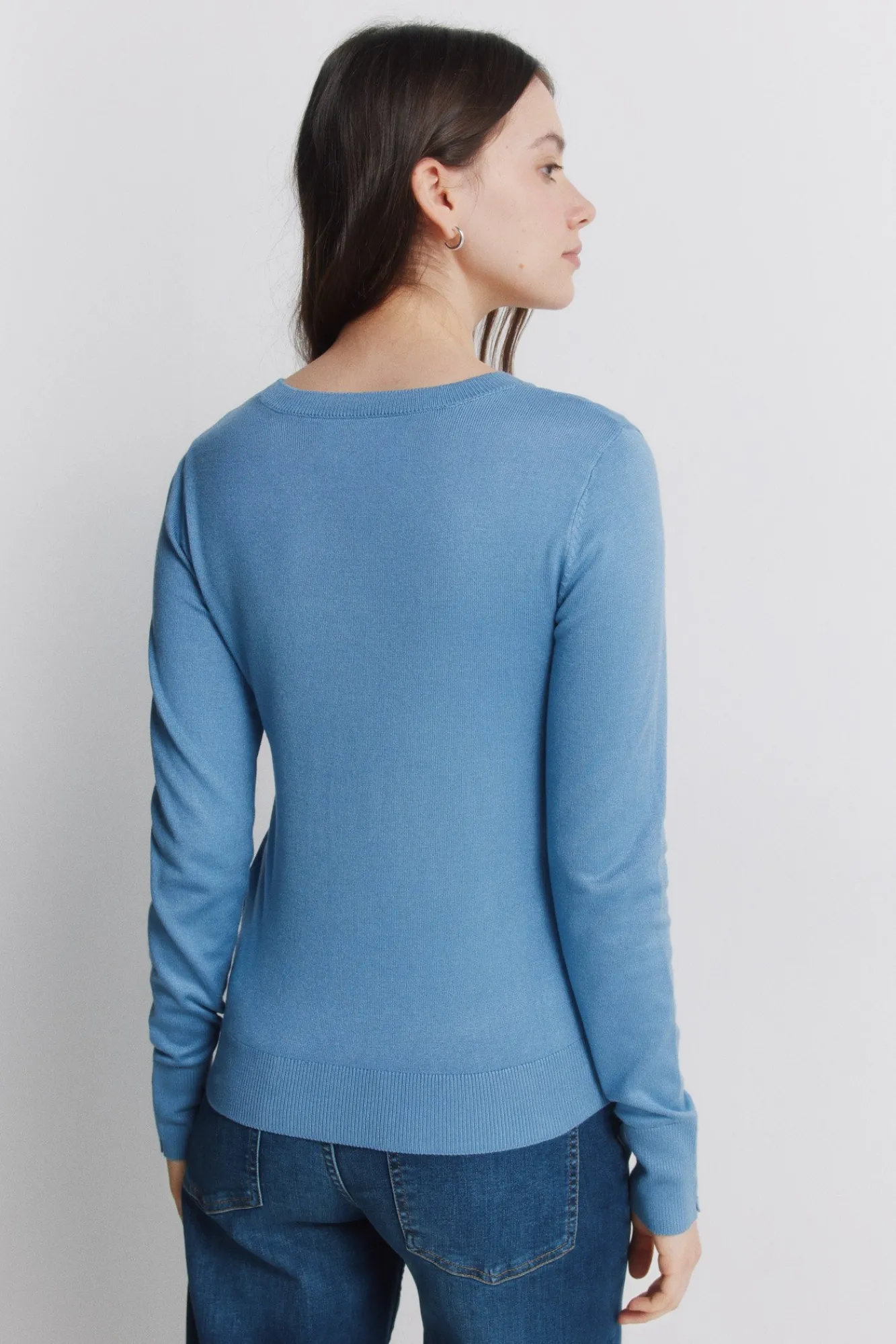 Hot Springfield Pull fin boutons poignets bleu