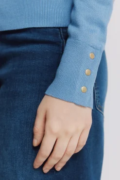 Hot Springfield Pull fin boutons poignets bleu