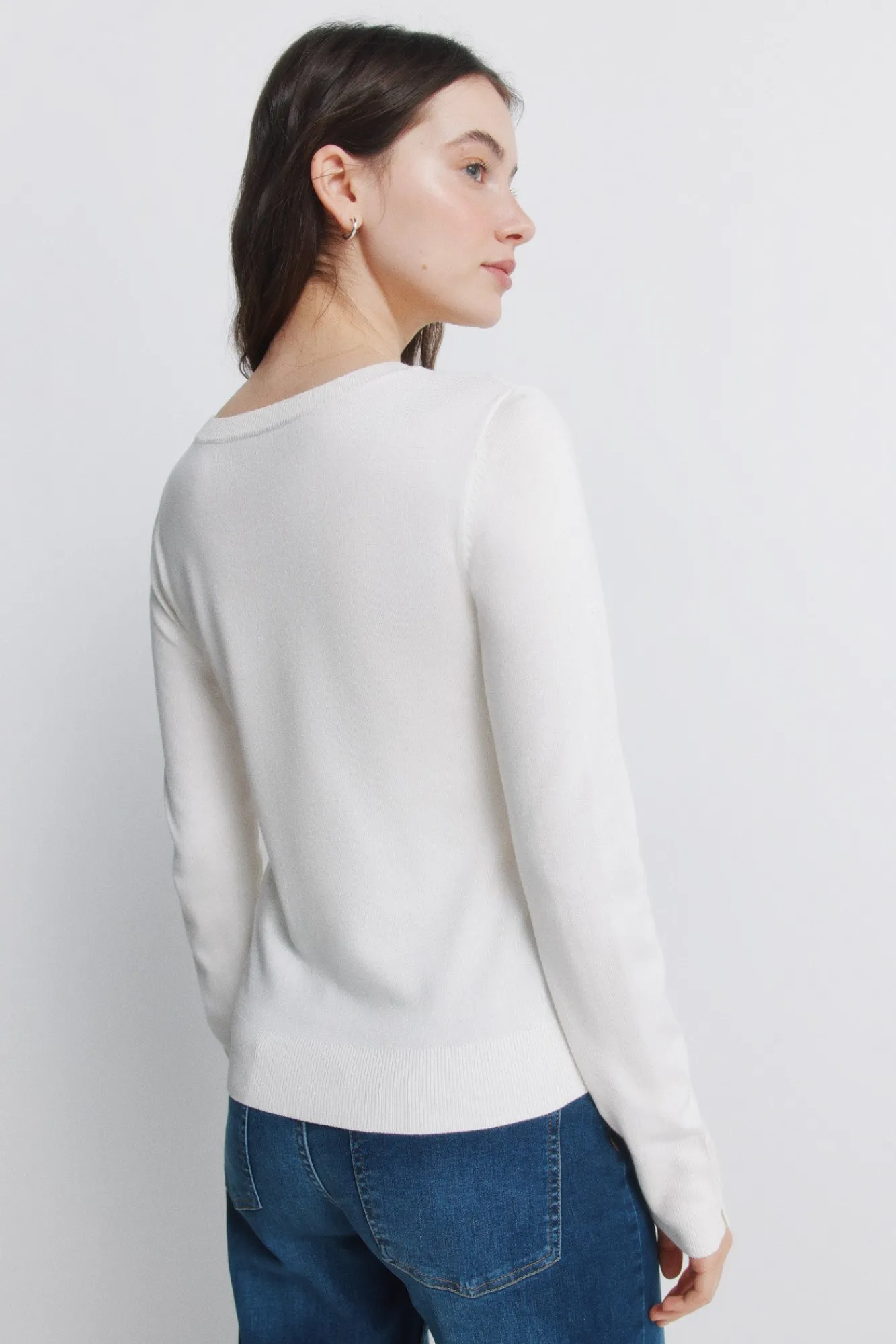 Hot Springfield Pull fin boutons poignets marron