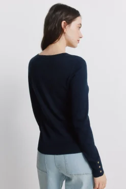 Sale Springfield Pull fin boutons poignets bleu