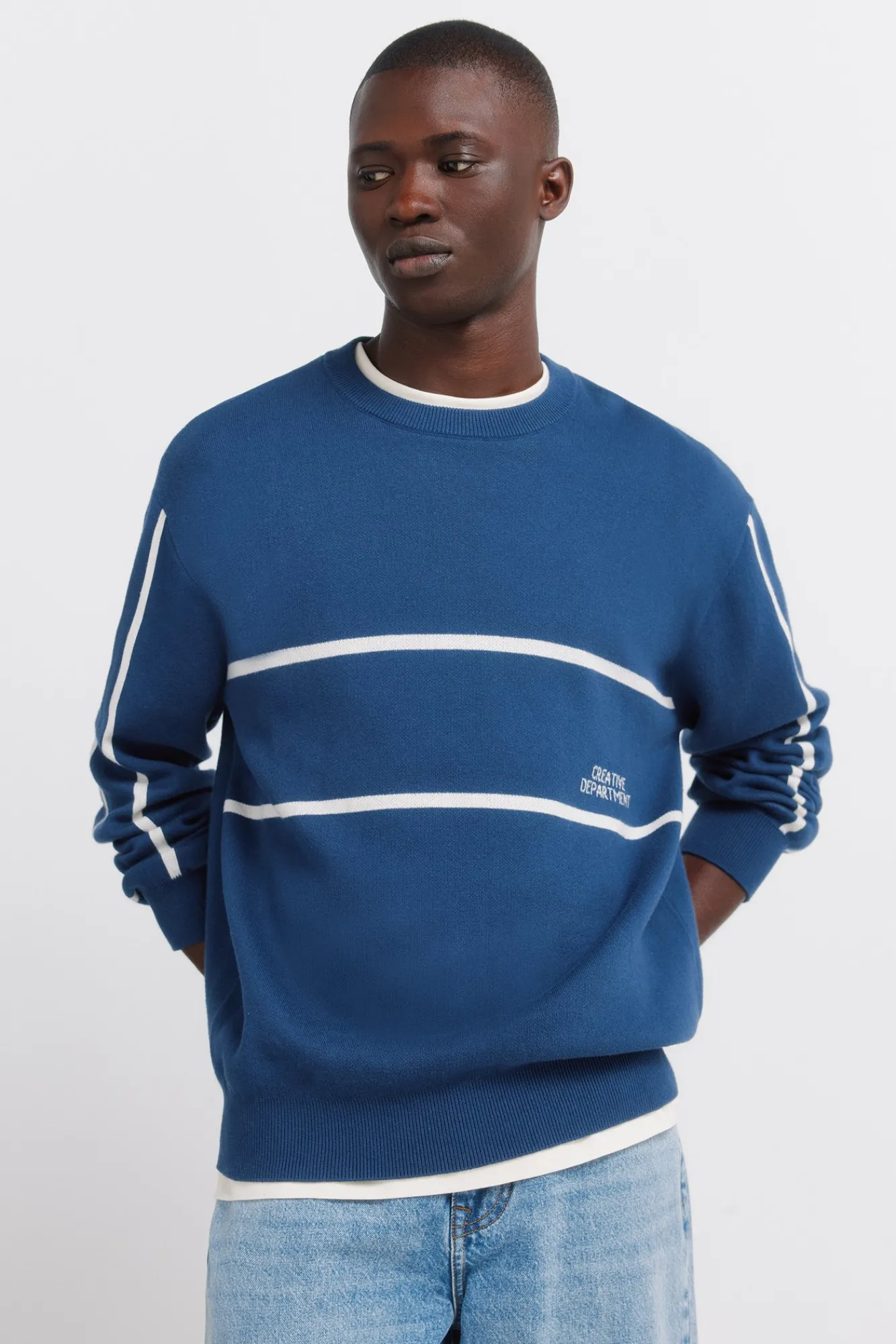 Hot Springfield Pull jacquard à texte bleu