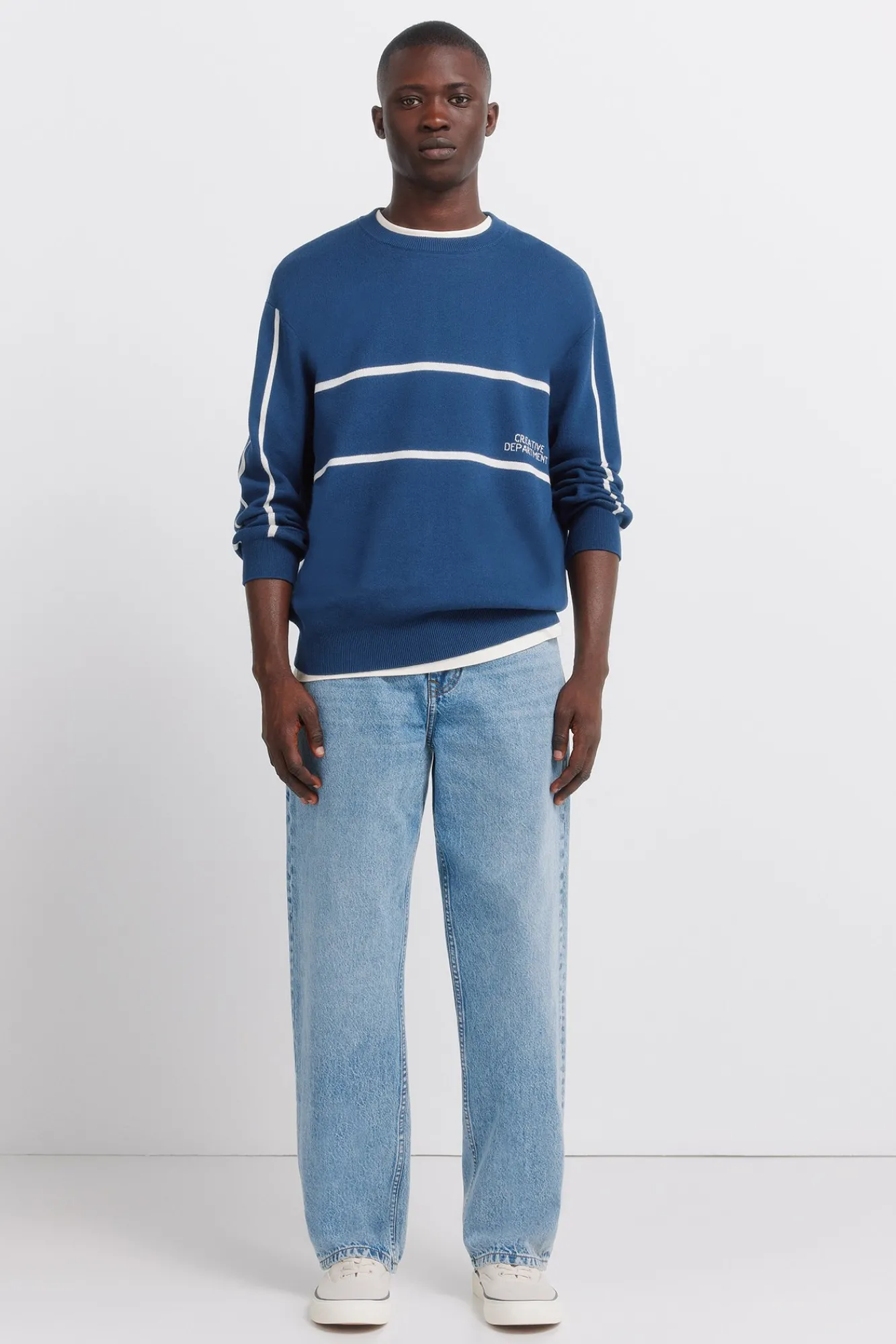 Hot Springfield Pull jacquard à texte bleu