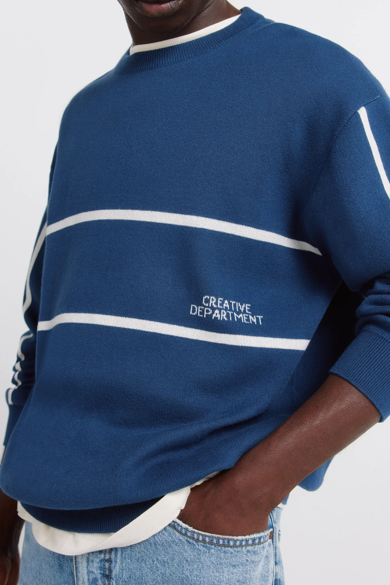 Hot Springfield Pull jacquard à texte bleu