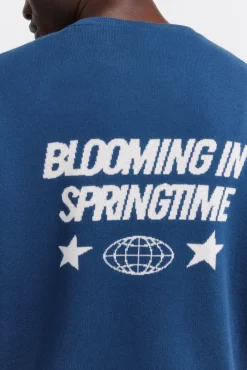 Hot Springfield Pull jacquard à texte bleu