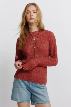 Sale Springfield Pull pointelle bordeaux