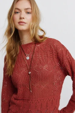 Sale Springfield Pull pointelle bordeaux