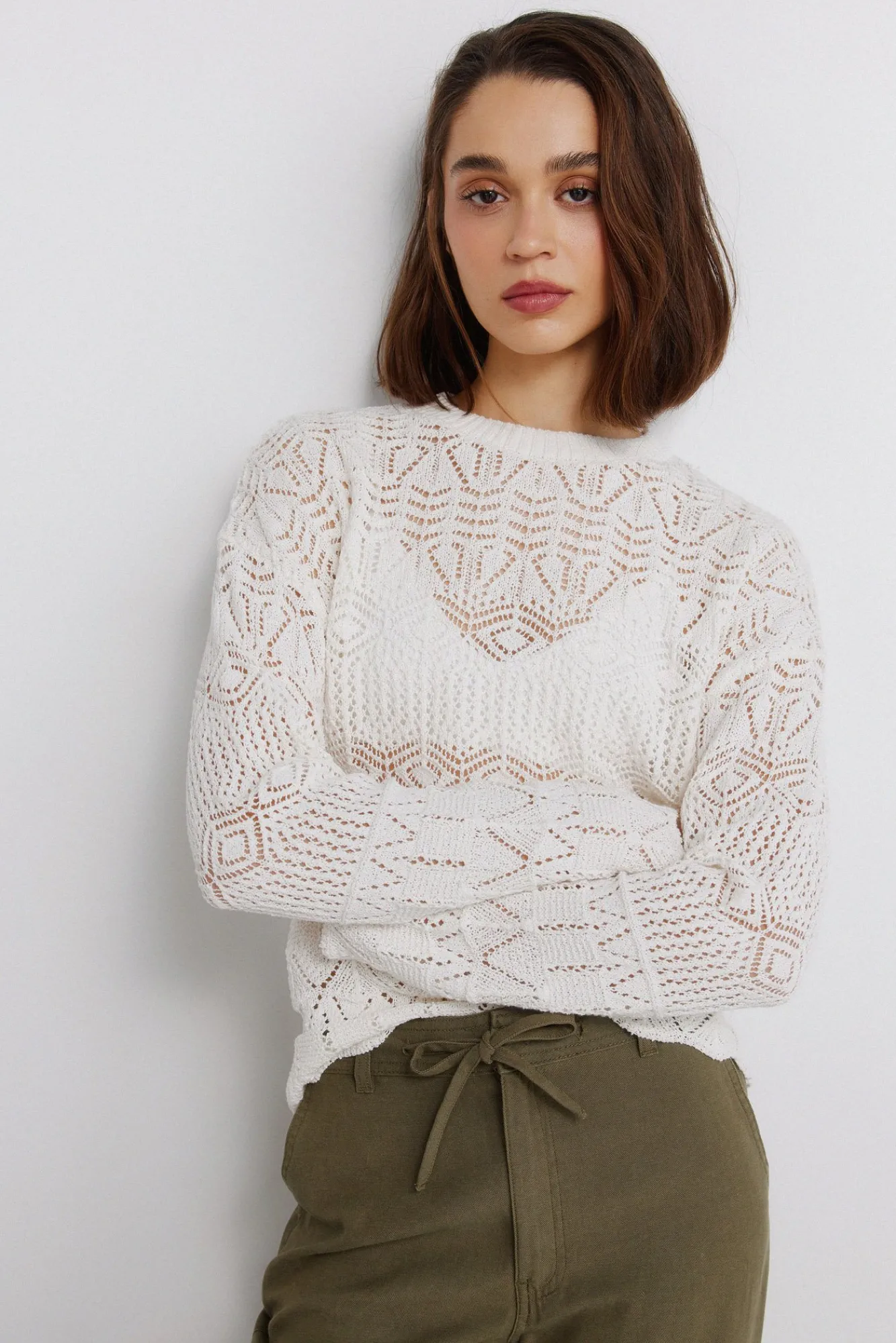 Springfield Pull pointelle marron