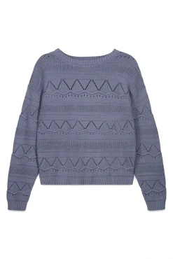 Sale Springfield Pull pointelle en maille bleu