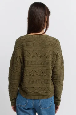 Clearance Springfield Pull pointelle en maille beige