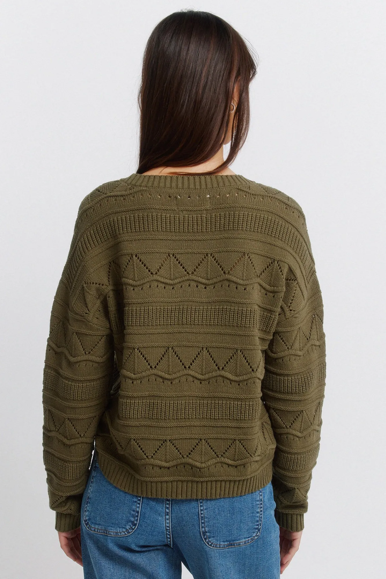 Clearance Springfield Pull pointelle en maille beige