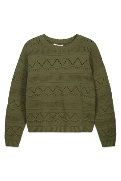 Clearance Springfield Pull pointelle en maille beige