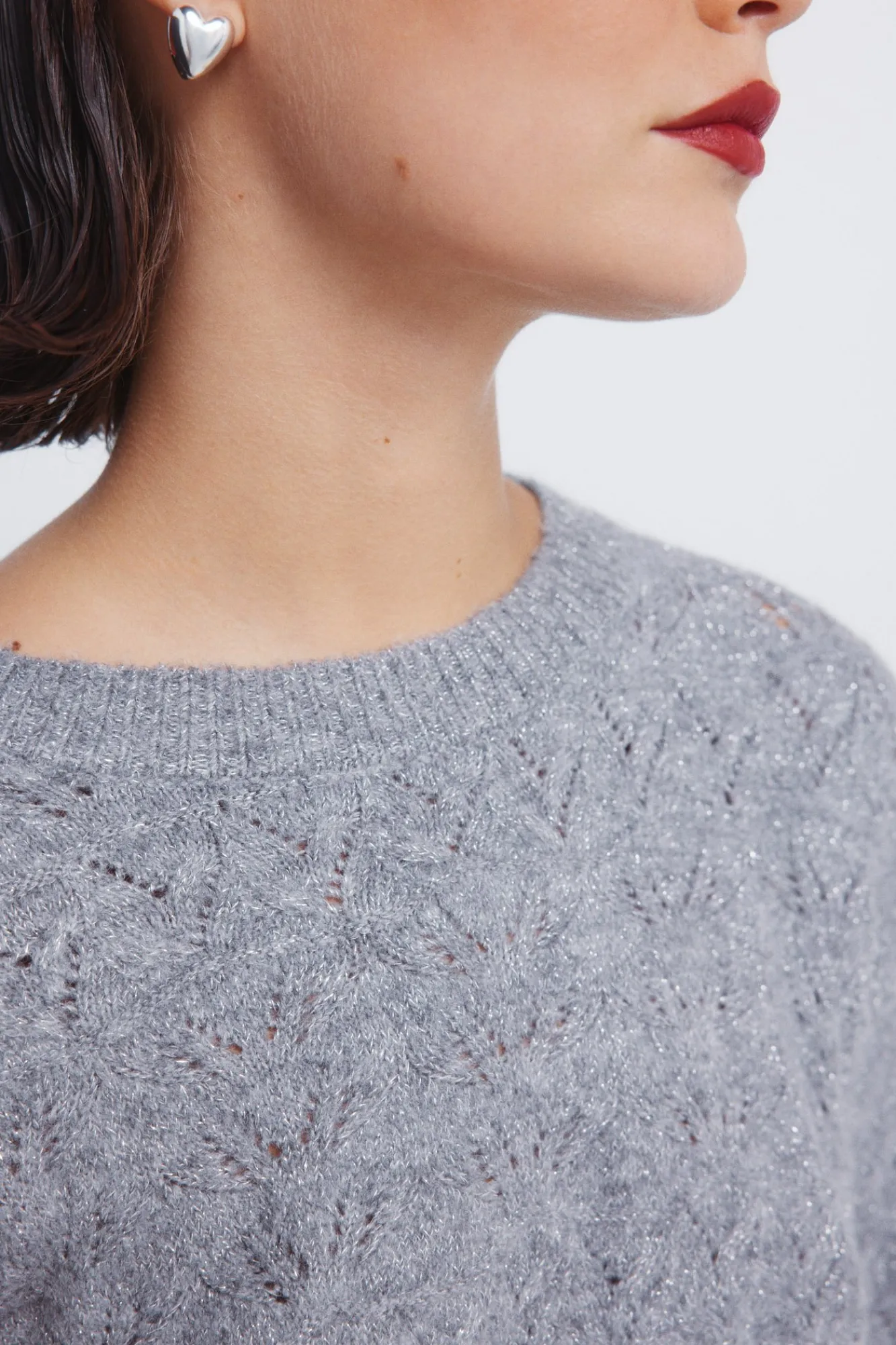 Clearance Springfield Pull pointelle lurex gris