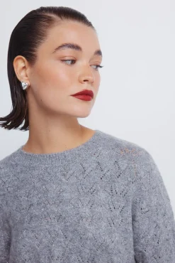 Clearance Springfield Pull pointelle lurex gris