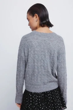 Clearance Springfield Pull pointelle lurex gris