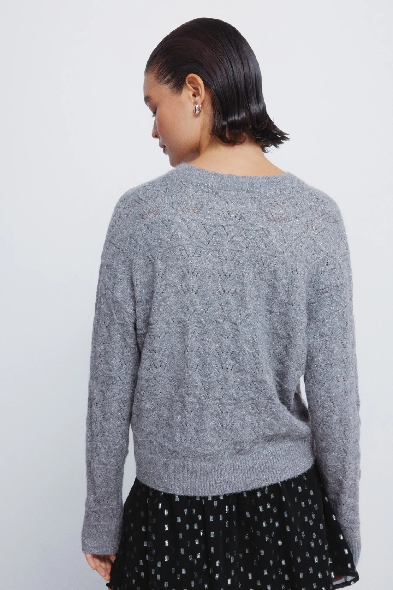 Clearance Springfield Pull pointelle lurex gris