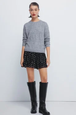 Clearance Springfield Pull pointelle lurex gris