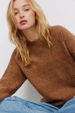 Hot Springfield Pull pointelle rayures lurex vison