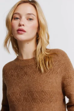 Hot Springfield Pull pointelle rayures lurex vison