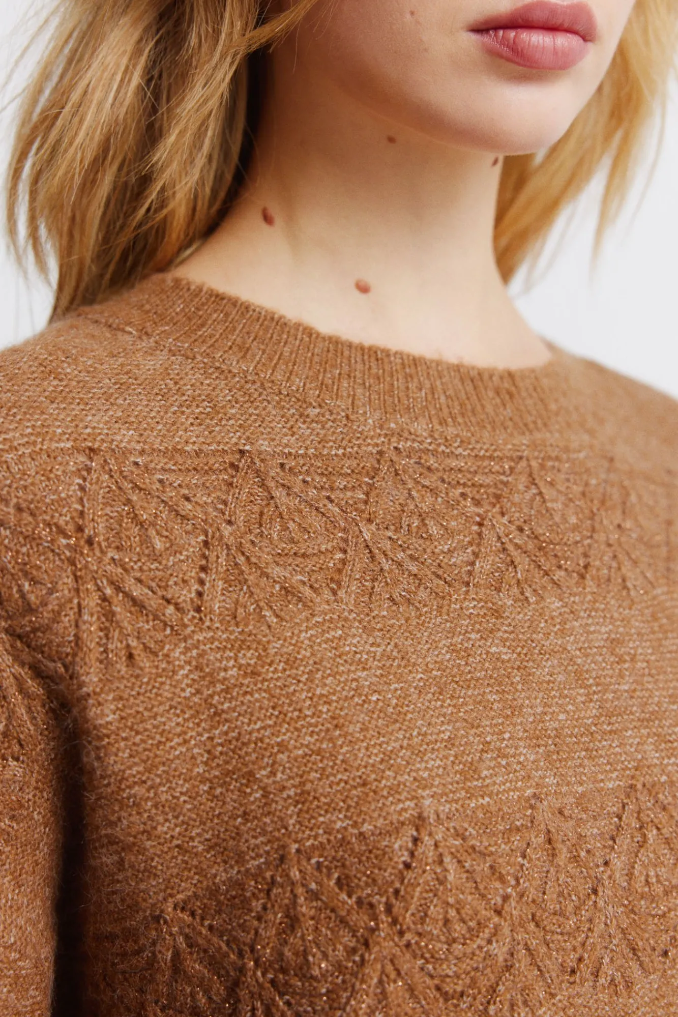 Hot Springfield Pull pointelle rayures lurex vison