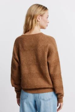 Hot Springfield Pull pointelle rayures lurex vison