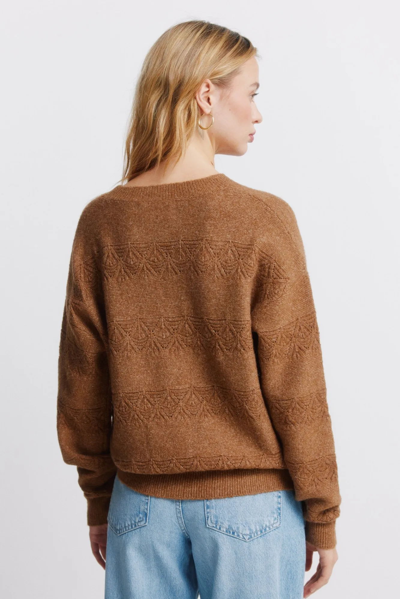 Hot Springfield Pull pointelle rayures lurex vison