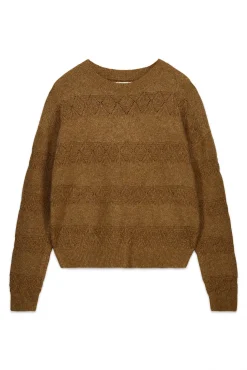 Hot Springfield Pull pointelle rayures lurex vison