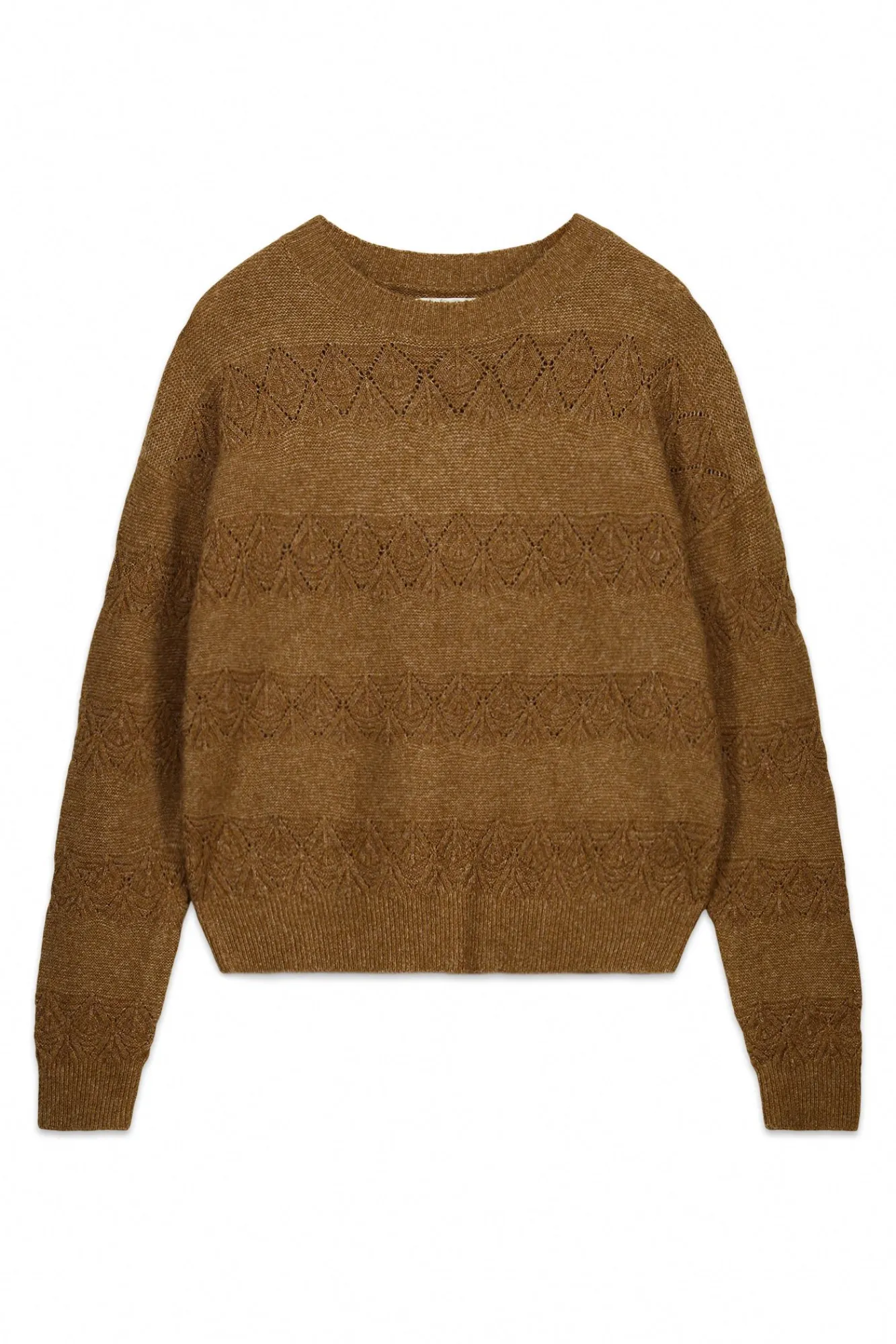 Hot Springfield Pull pointelle rayures lurex vison