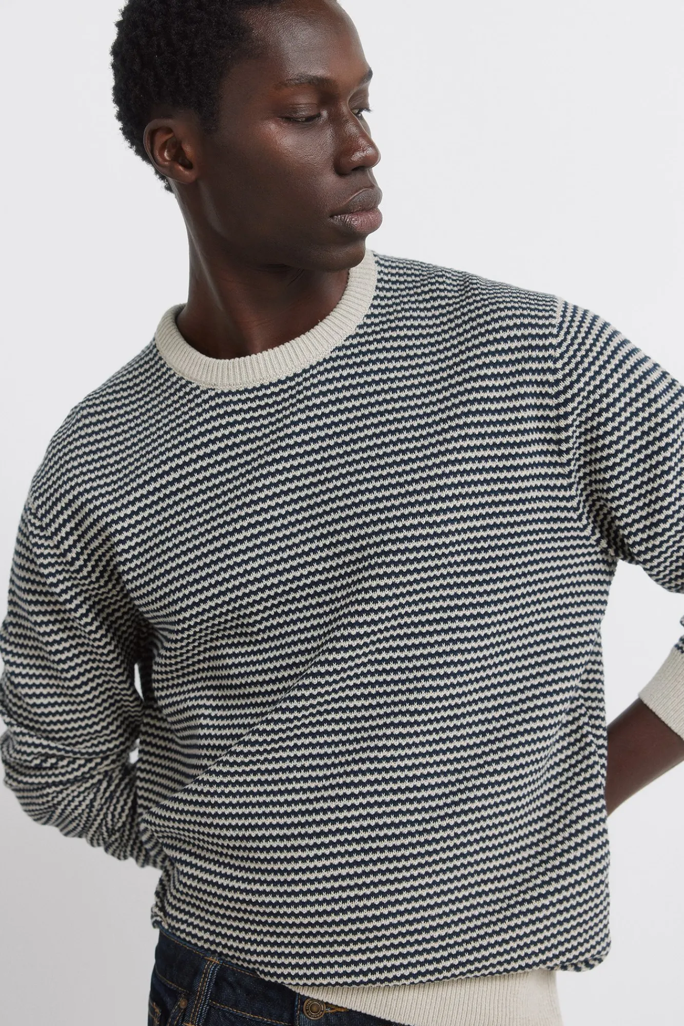 New Springfield Pull structuré bicolore bleu