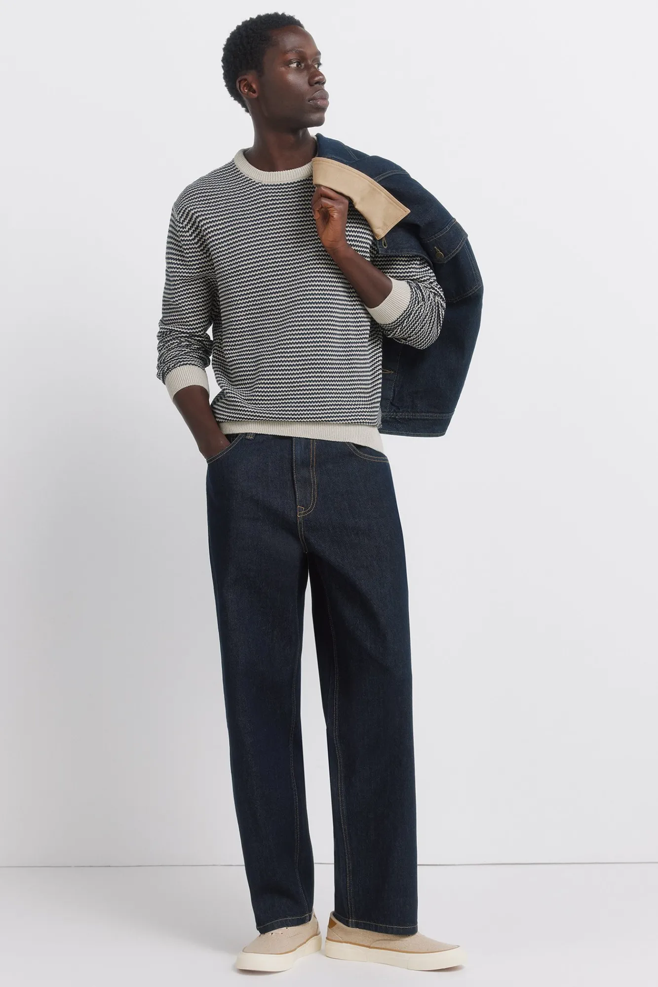 New Springfield Pull structuré bicolore bleu