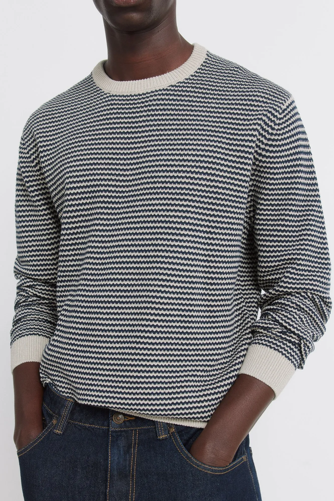 New Springfield Pull structuré bicolore bleu