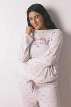 Outlet Women'secret Pyjama long en tricot gaufré blanc