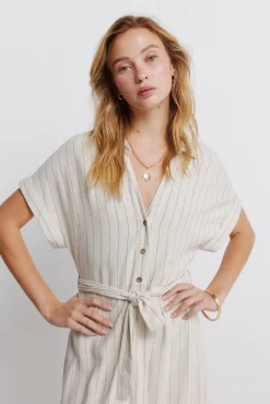Springfield Robe chemise &agrave; rayures nude