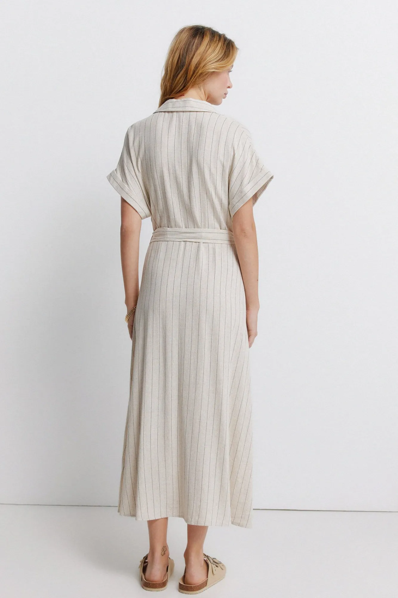 Springfield Robe chemise à rayures nude