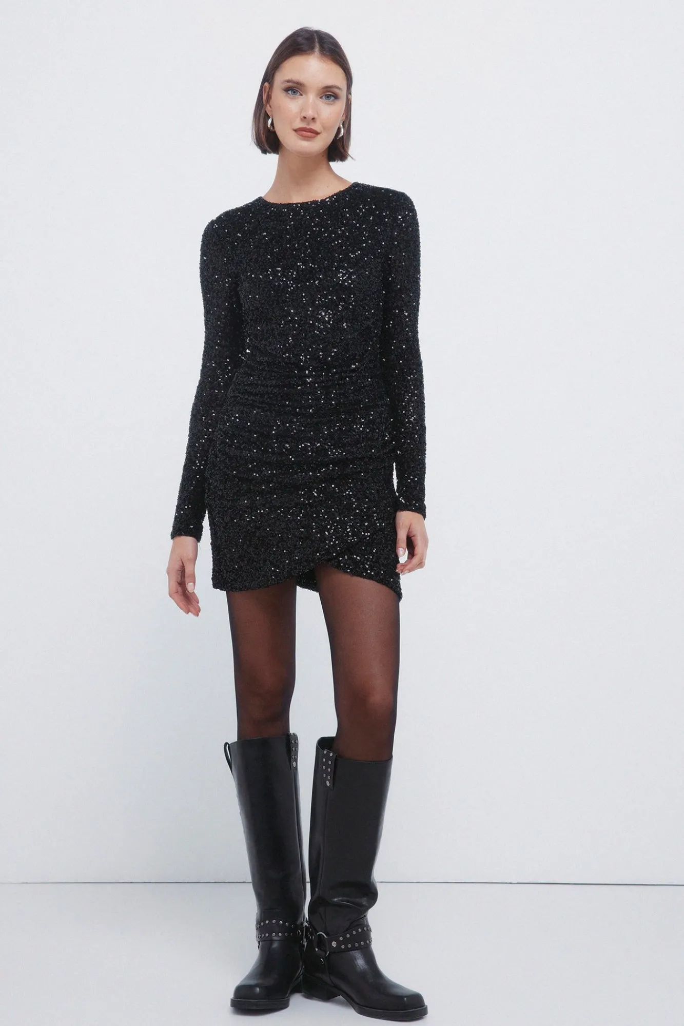 Outlet Springfield Robe courte drapée à paillettes noir