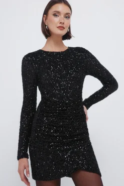 Outlet Springfield Robe courte drapée à paillettes noir