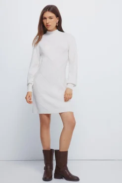 Online Springfield Robe courte en en maille torsad&eacute;e blanc