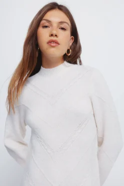 Online Springfield Robe courte en en maille torsad&eacute;e blanc