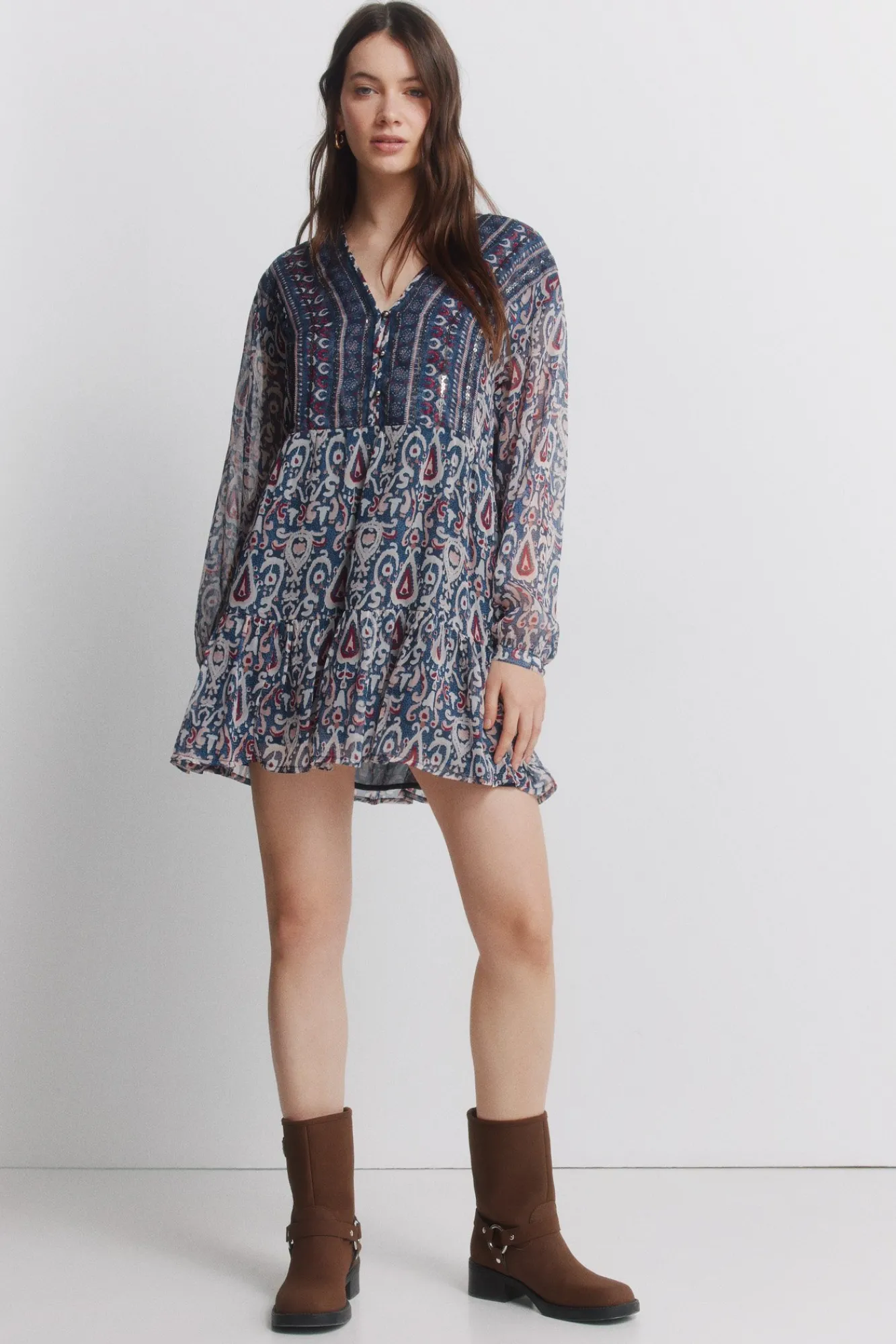 Sale Springfield Robe courte en gaze à sequins
