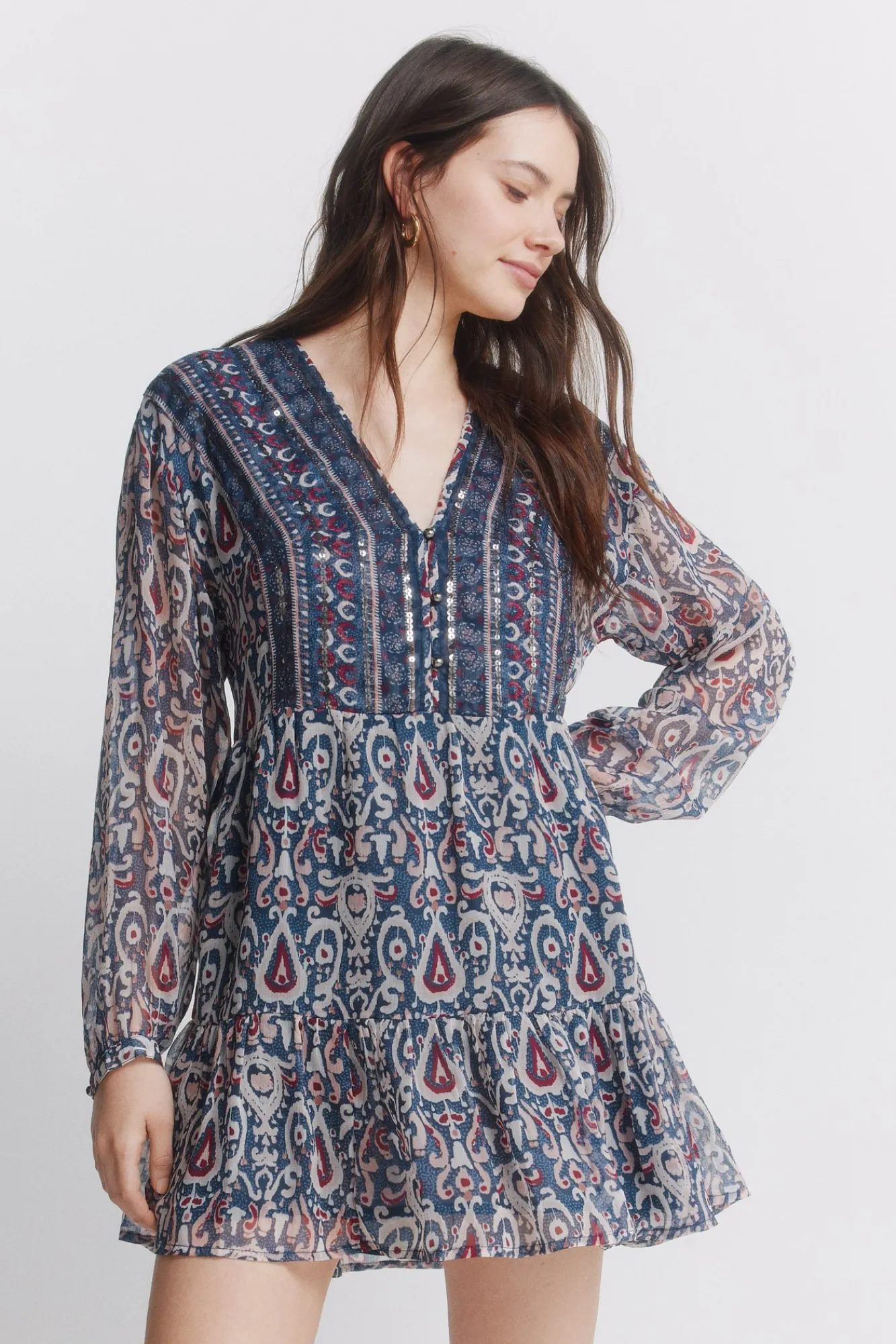 Sale Springfield Robe courte en gaze à sequins