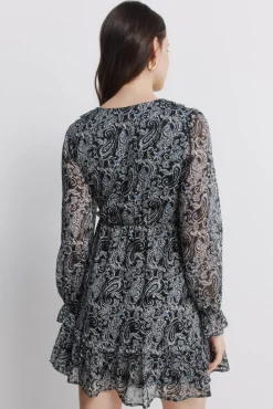 Best Springfield Robe courte imprim&eacute;e manches longues noir