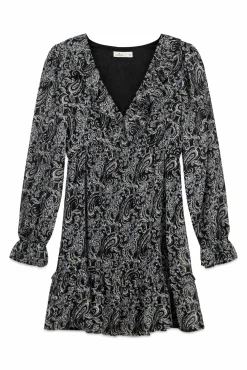 Best Springfield Robe courte imprim&eacute;e manches longues noir