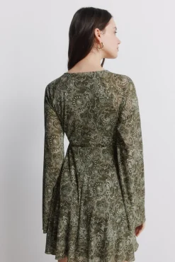 Sale Springfield Robe courte imprim&eacute;e verte beige