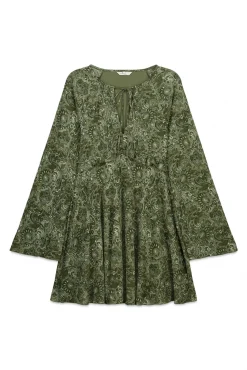 Sale Springfield Robe courte imprim&eacute;e verte beige