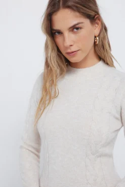 Outlet Springfield Robe en maille en maille torsad&eacute;e vison