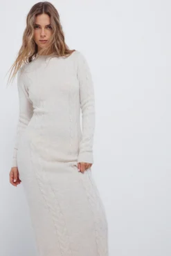 Outlet Springfield Robe en maille en maille torsad&eacute;e vison
