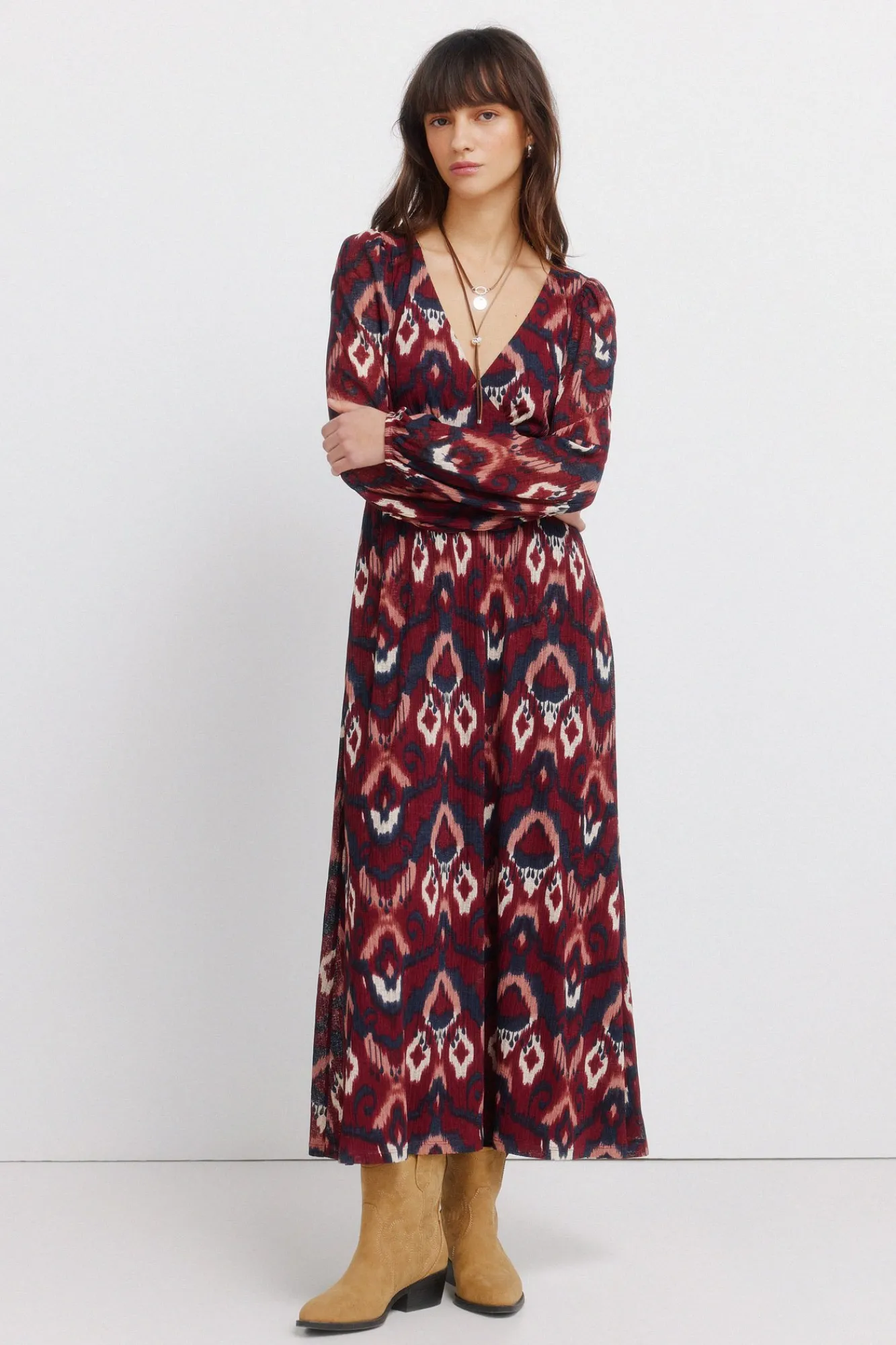 Discount Springfield Robe imprimée manches longues bleu