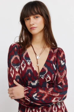 Discount Springfield Robe imprim&eacute;e manches longues bleu