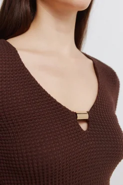 Springfield Robe midi à décolleté perle nude